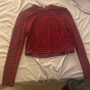 Forever 21 red and black turtle neck crop top